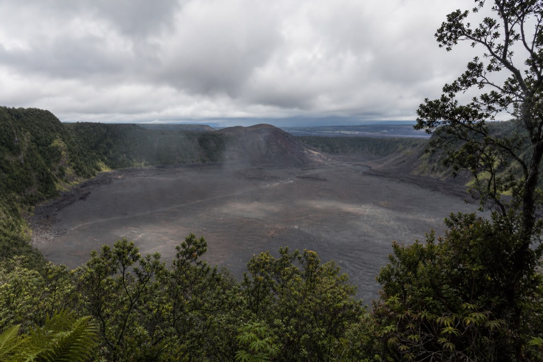 Volcanic crater landscape at Hawaii Volcanoes National Park on the afternoon leg of an Akaka Falls day