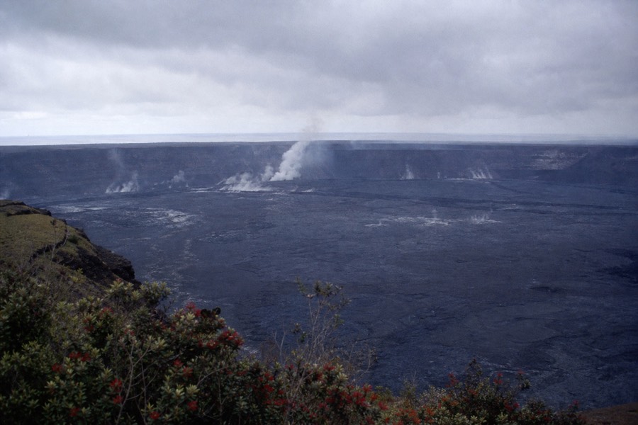 Steam rising from the Kilauea caldera in Hawaii Volcanoes National Park